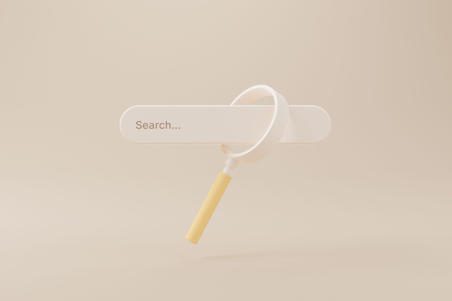 Search bar and magnifying glass on background. Searching information data on internet networking concept. 3d rendering illustration